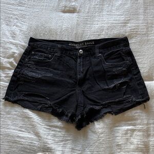 American Eagle Outfitters Black Ripped Jean Shorts